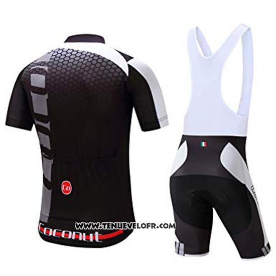 2019 Maillot Ciclismo Coconut Ropamo Noir Gris Manches Courtes et Cuissard